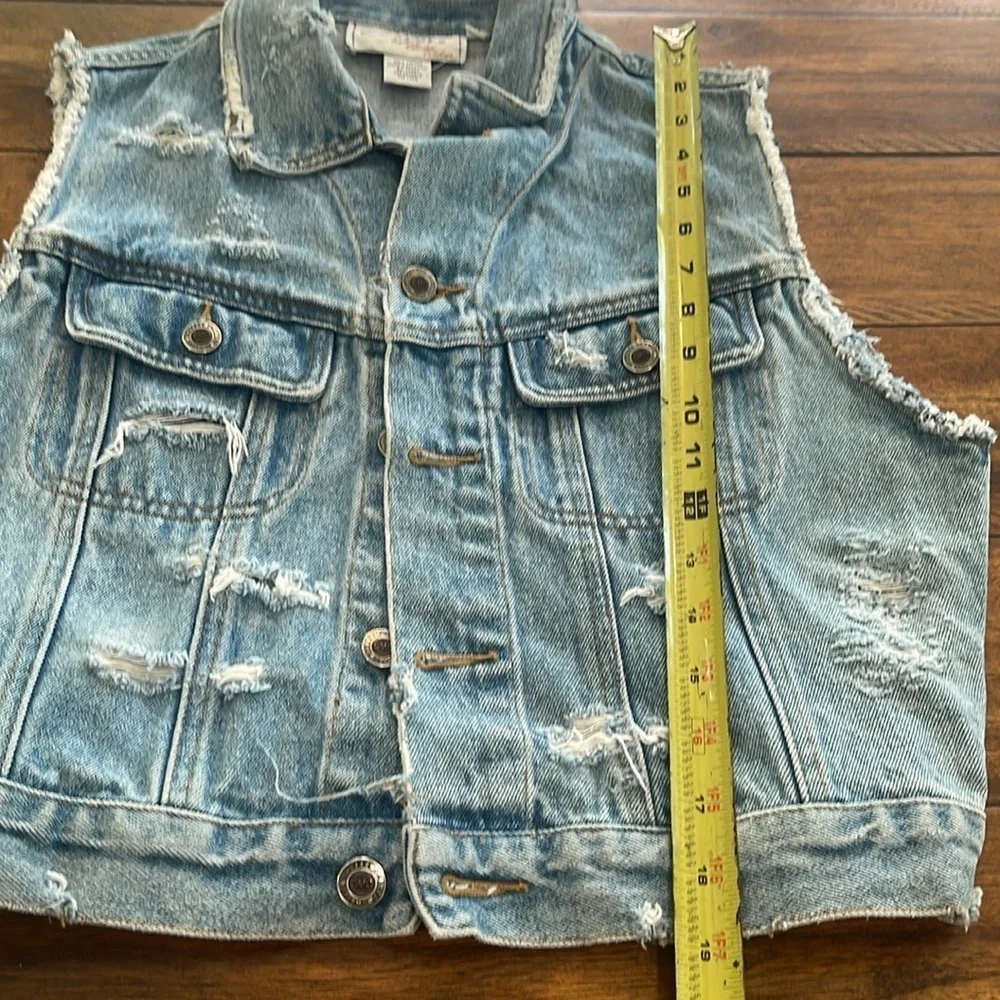 Vintage 90s Y2K Chazzz by Charles Ghailian Distressed blue Denim Vest Sz M - Picture 10 of 16